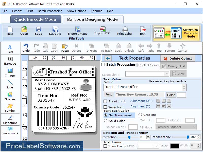 Postal Mail Barcode Software software