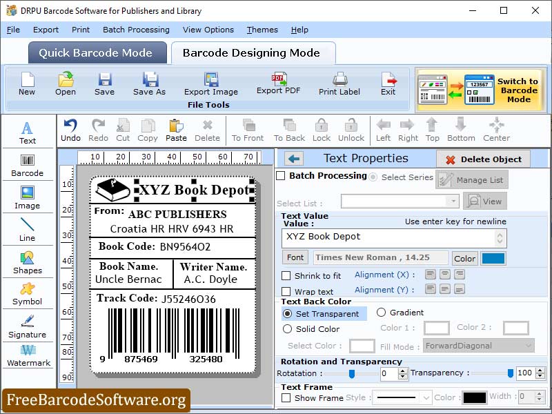 Publisher Barcode Labeling Software screenshot